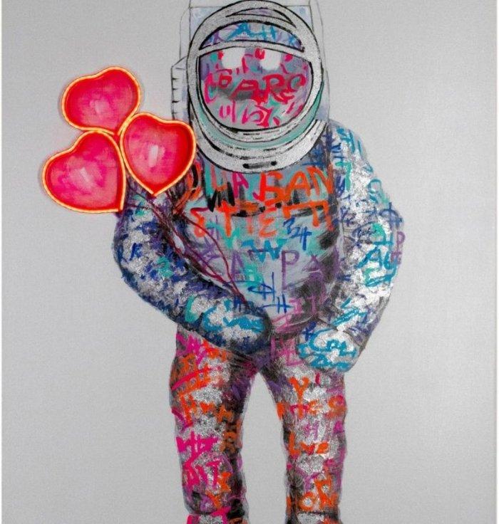 Locomocean - Tableau Néon - Spaceman - 90x120x4cm  - 1