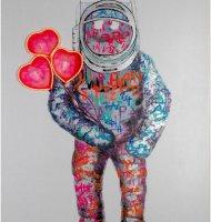 Locomocean - Tableau Néon - Spaceman - 90x120x4cm  - 1
