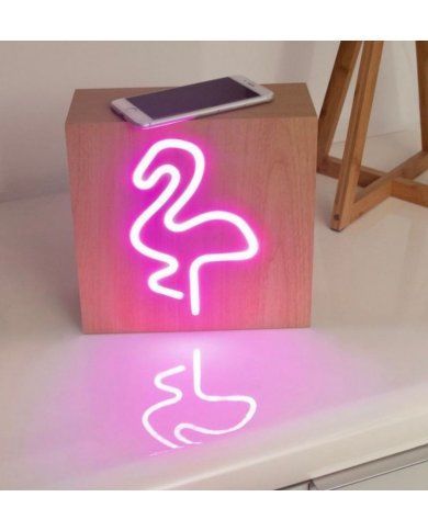 Cadeau tendance - BigBen - Enceinte Neon Bois avec induction - Flam...