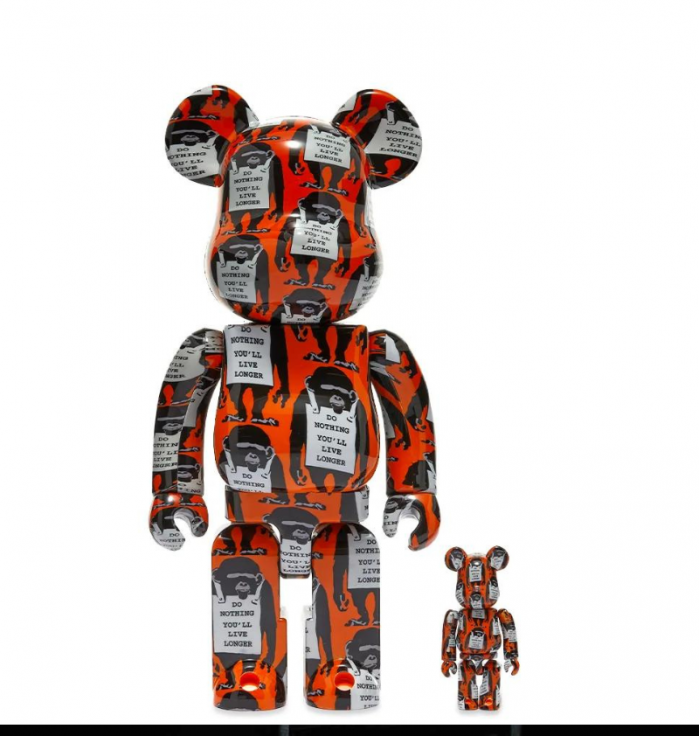 Bearbrick - Banksy Brandalism - Monkey Sign - 400% + 100%  - 2