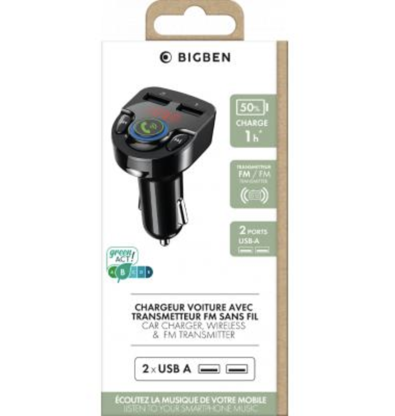 Bigben - Double Chargeur voiture USB A+C 25W avec transmetteur FM BigBen Connected - 2 Bigben - Double Chargeur voiture USB A+C 25W avec transmetteur FM BigBen Connected - 2