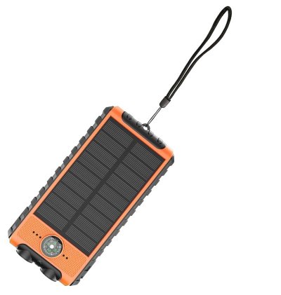 Batterie de secours Solaire 10000 mAh USB 2A+C Orange/Noir Bigben  - 1