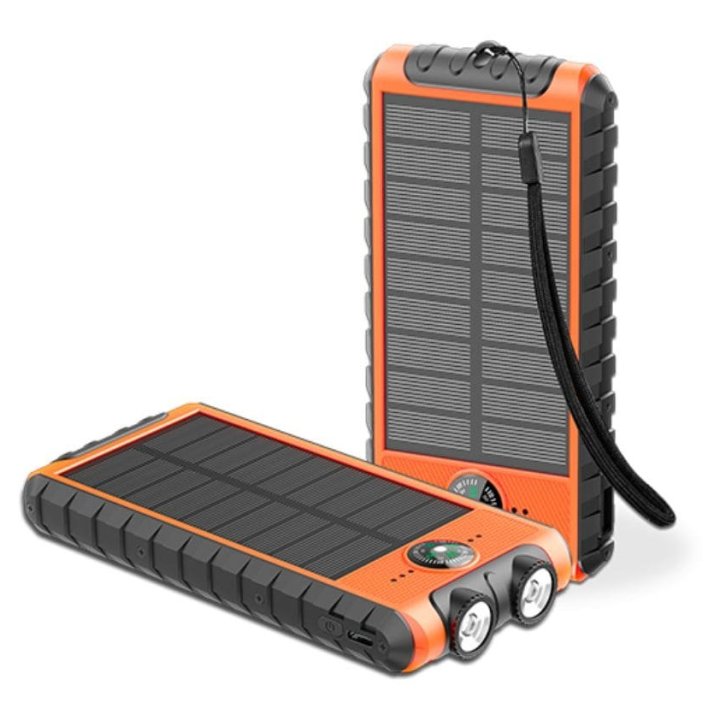 Batterie de secours Solaire 10000 mAh USB 2A+C Orange/Noir Bigben  - 2