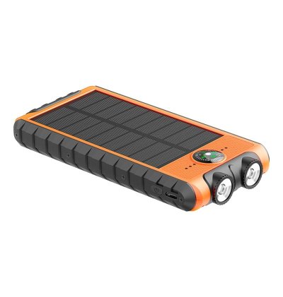 Batterie de secours Solaire 10000 mAh USB 2A+C Orange/Noir Bigben  - 3