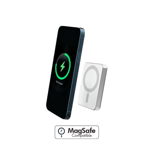 Batterie de Secours Compatible MagSafe 15W - 5000mAh - Silver - Force Power Force - 1 Batterie de Secours Compatible MagSafe 15W - 5000mAh - Silver - Force Power Force - 1