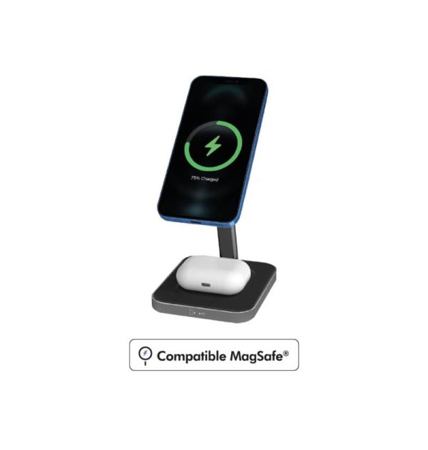Chargeur induction 2 en 1 Stand Bureau Compatible MagSafe 15W - Noir - Force Power Force - 1 Chargeur induction 2 en 1 Stand Bureau Compatible MagSafe 15W - Noir - Force Power Force - 1