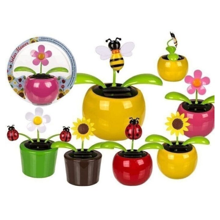 Figurine Solaire Fleurs Et Insectes  - 1