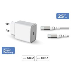 Chargeur maison 25W Power Delivery + Câble USB C/USB C Blanc Force Power Force - 2 Chargeur maison 25W Power Delivery + Câble USB C/USB C Blanc Force Power Force - 2