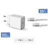 Chargeur maison 25W Power Delivery + Câble USB C/USB C Blanc Force ...