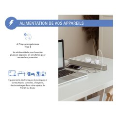 Parafoudre 6 prises 800j 1,5m Grise et Blanche - Force Power Lite Force - 6 Parafoudre 6 prises 800j 1,5m Grise et Blanche - Force Power Lite Force - 6