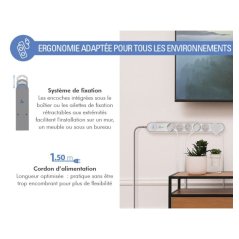 Parafoudre 6 prises 800j 1,5m Grise et Blanche - Force Power Lite Force - 7 Parafoudre 6 prises 800j 1,5m Grise et Blanche - Force Power Lite Force - 7