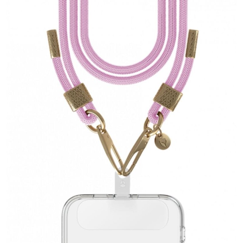 Bandoulière téléphone Universelle Cordon Rose détails Gold - pForce Case  - 1 Bandoulière téléphone Universelle Cordon Rose détails Gold - pForce Case  - 1