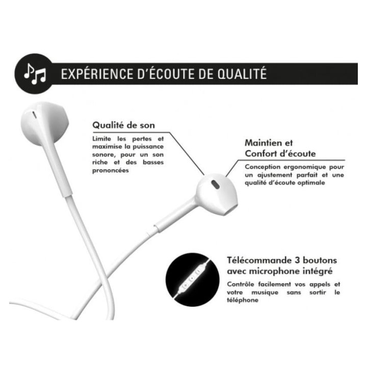 Ecouteurs Filaire Lightning Bouton Blanc - Force Play Force - 2