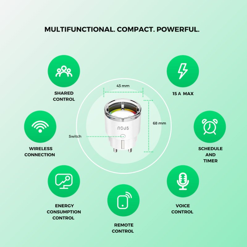 NOUS - Lot de 4x Prises intelligentes Zigbee, Tuya  et Mesure de consommation  - 2 NOUS - Lot de 4x Prises intelligentes Zigbee, Tuya  et Mesure de consommation  - 2