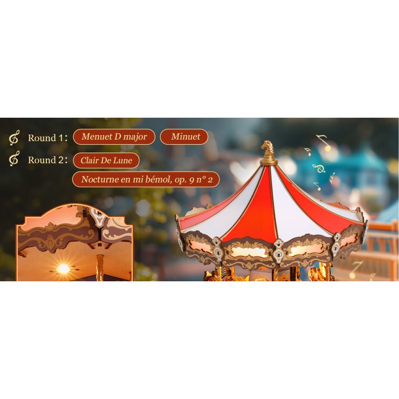 Rolife - Puzzle 3D - Carrousel avec musique et LED - AMC01 Robotime - 5