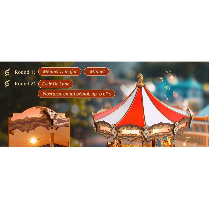 Rolife - Puzzle 3D - Carrousel avec musique et LED - AMC01 Robotime - 5