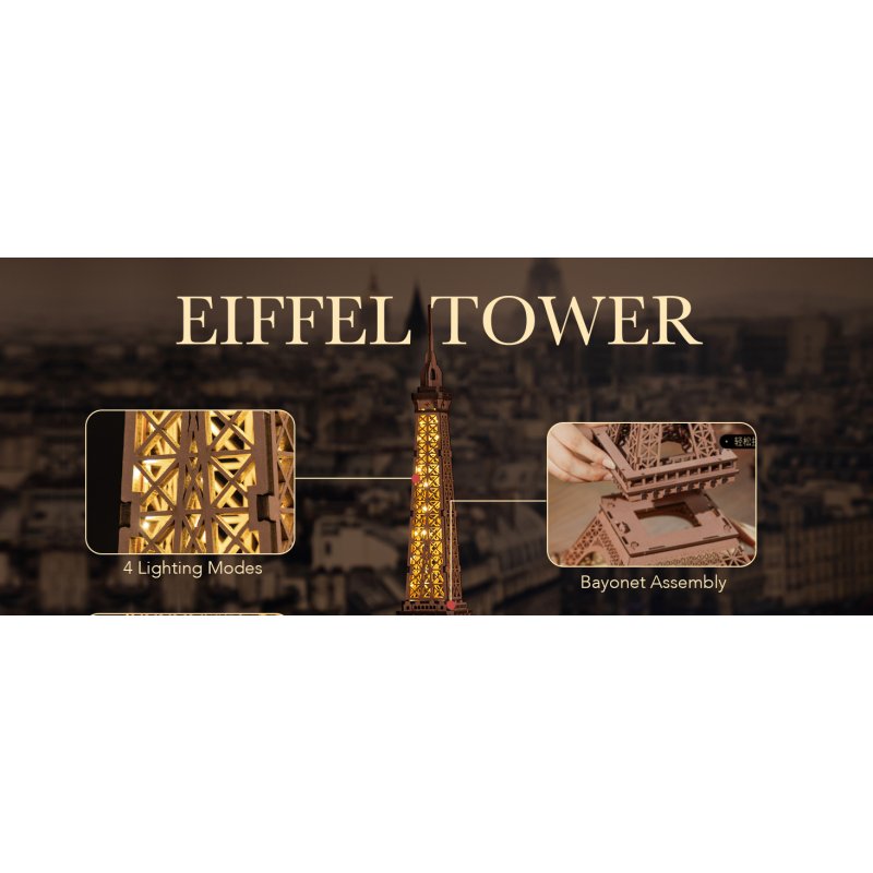Rolife - Puzzle 3D - Tour Eiffel lumineuse à LED - TGL01 Robotime - 3