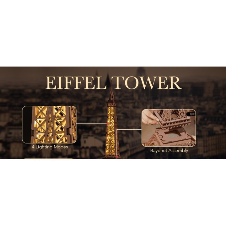 Rolife - Puzzle 3D - Tour Eiffel lumineuse à LED - TGL01 Robotime - 3