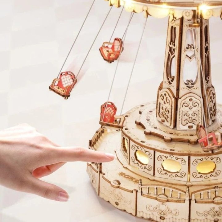 ROKR - EA02 - Puzzle 3D - Manège Balançoires Musical LED - DIY
