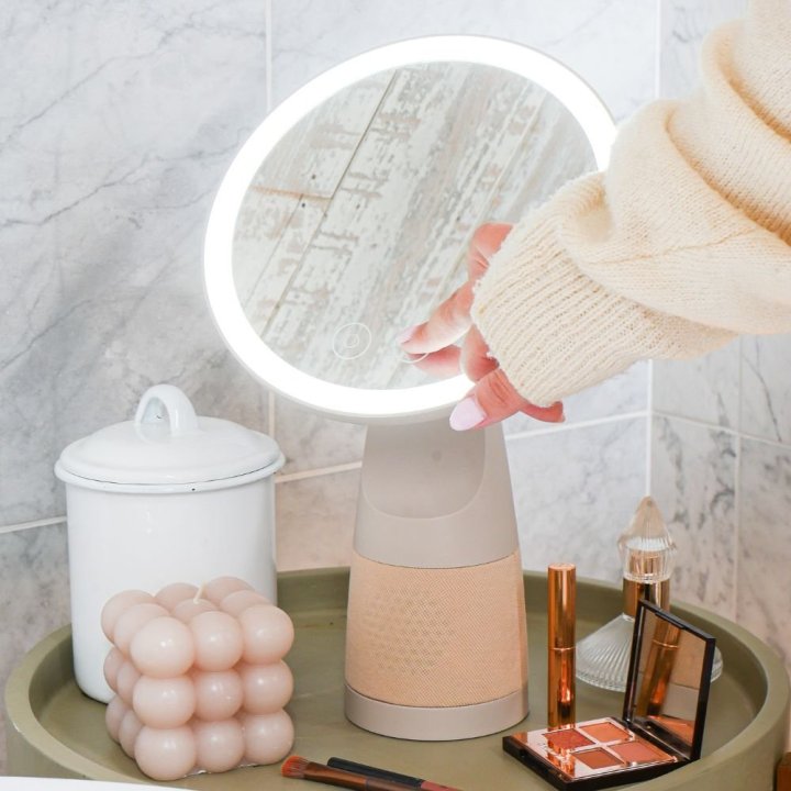 Glow Plus - Miroir de maquillage et haut-parleur Bluetooth - Encein...
