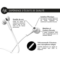 Force Play - Ecouteurs Renforcés Jack 3.5mm Télécommande/Micro Intra-auriculaire Blanc + Garantie à vie Force Play - Ecouteurs Renforcés Jack 3.5mm Télécommande/Micro Intra-auriculaire Blanc + Garantie à vie