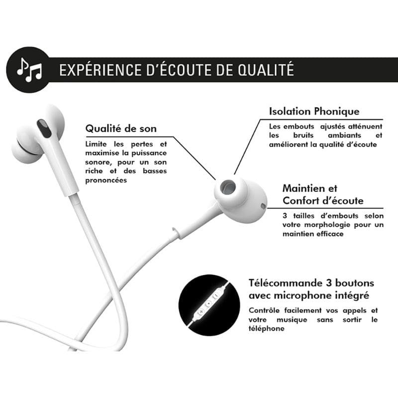 Force Play - Ecouteurs Renforcés Jack 3.5mm Télécommande/Micro Intra-auriculaire Blanc + Garantie à vie Force Play - Ecouteurs Renforcés Jack 3.5mm Télécommande/Micro Intra-auriculaire Blanc + Garantie à vie