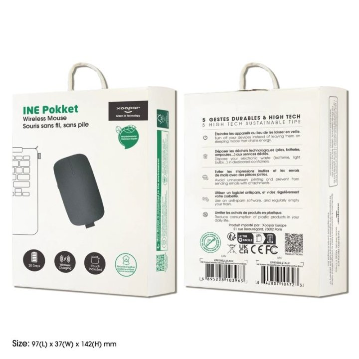 Xoopar Iné Pokket – Souris Bluetooth Sans Fil Rechargeable