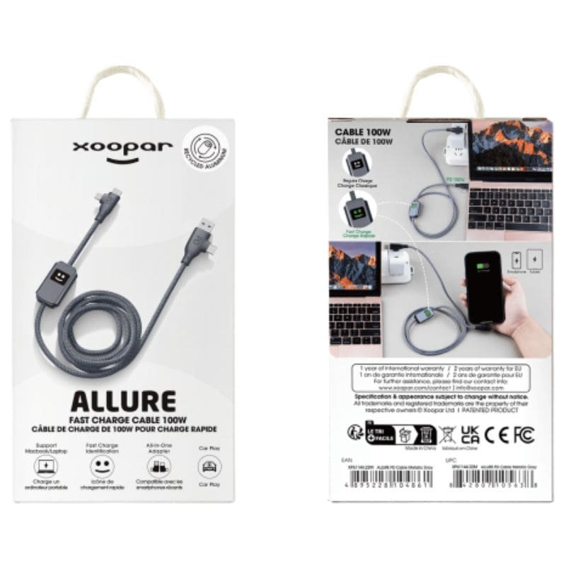 Xoopar - ALLURE - Câble de charge rapide 100W - Noir Anthracite