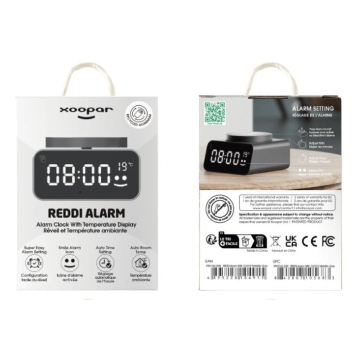 Xoopar REDDI Alarm – Réveil, Horloge et Température