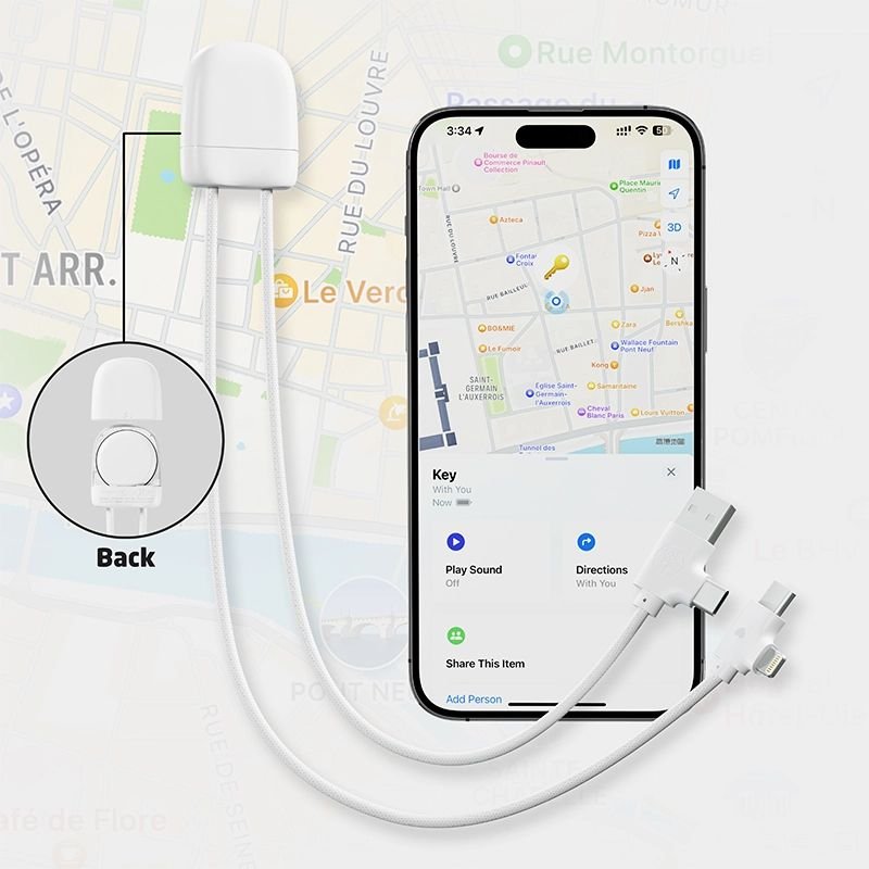 Xoopar ICE TAG – Câble de Charge 60W avec Tracker Apple Localiser