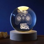 Boule en verre lumineuse - motif gravé 3D - diamètre 10cm