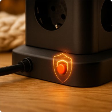 Tour Multiprises avec 2 prises électriques et 4 USB