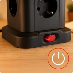 Tour Multiprises avec 2 prises électriques et 4 USB