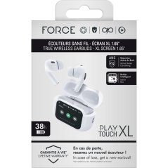 Force Play - Ecouteurs Play Touch XL True Wireless ANC Ecran tactile 1.65" Intra-auriculaire Blanc + Garantie à vie