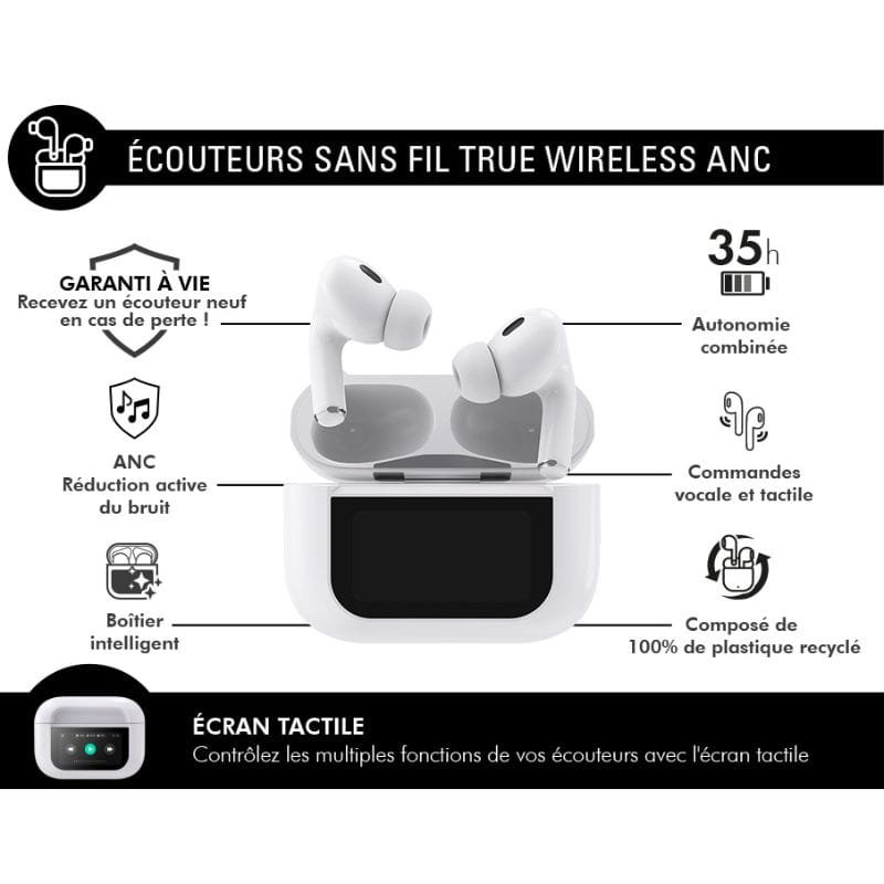 Force Play - Ecouteurs True Wireless ANC avec écran tactile Play To...