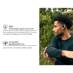 Force Play - Ecouteurs Play AirSport True Wireless ENC Open-Ear Noir + Garantie à vie