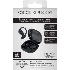 Force Play - Ecouteurs Play AirSport True Wireless ENC Open-Ear Noir + Garantie à vie