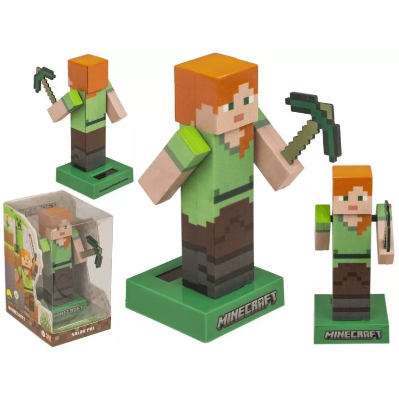 Figurine articulée Minecraft Alex avec cellule solaire sur socle
