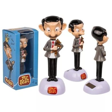 Figurine mobile Mr Bean avec cellule solaire sur socle