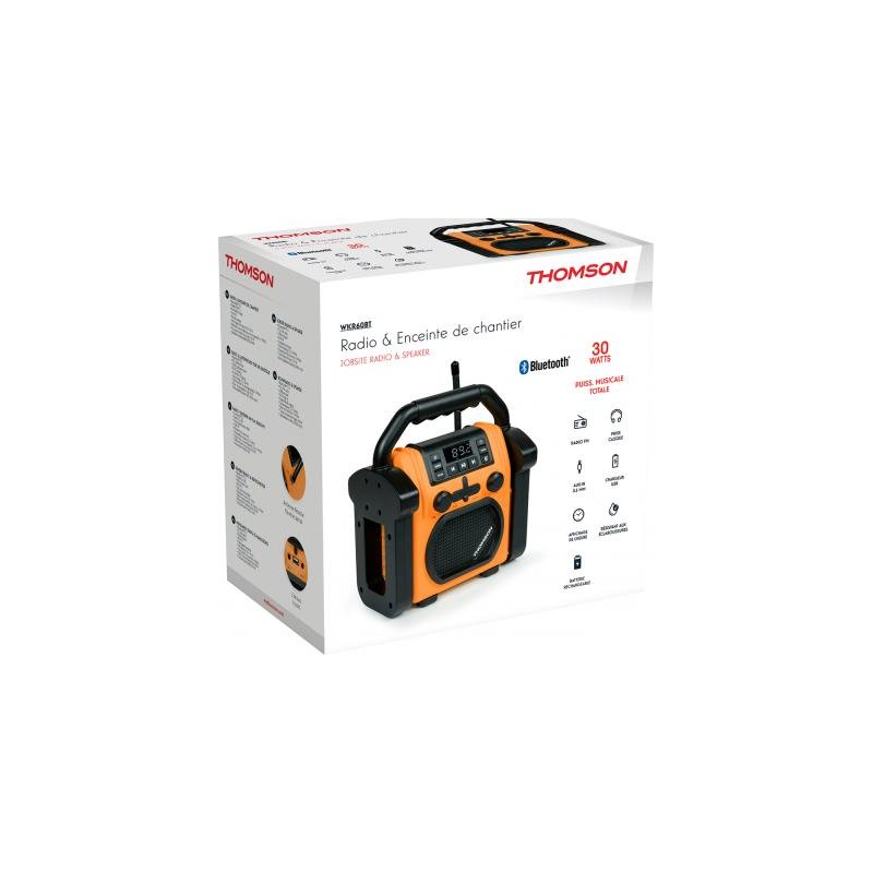 Thomson Radio et enceinte Bluetooth de chantier 30W orange