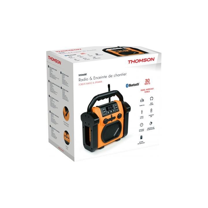 Thomson Radio et enceinte Bluetooth de chantier 30W orange