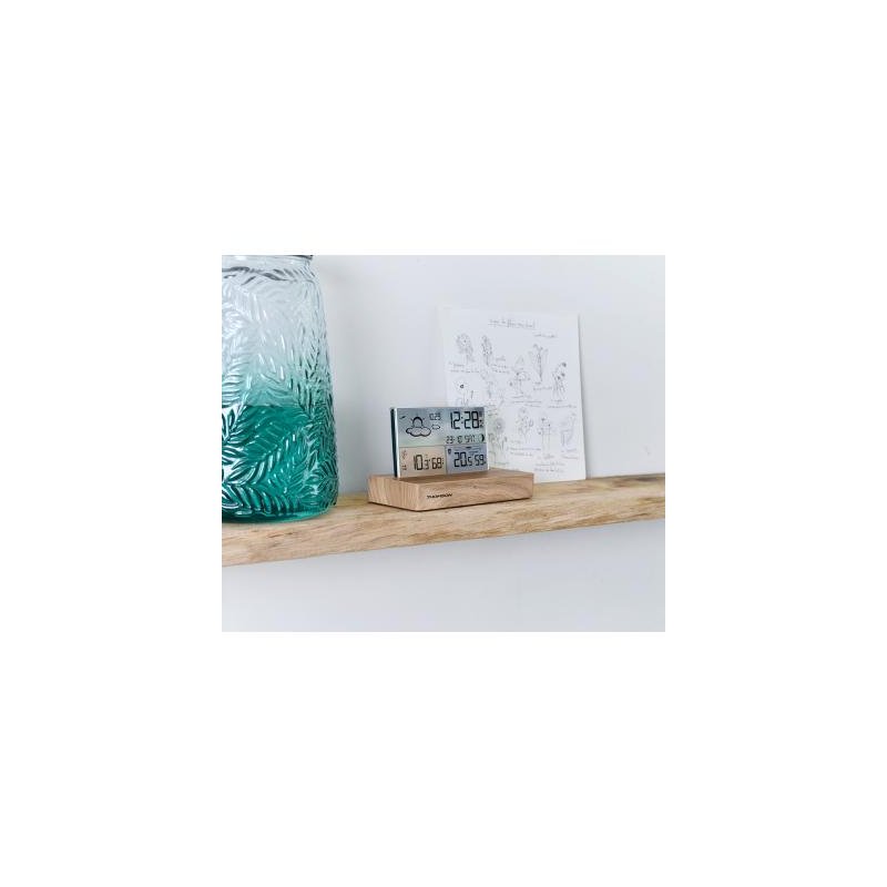 Thomson Réveil digital station météo bois clair CT600