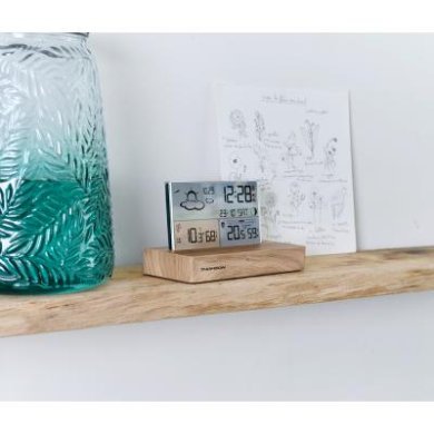 Thomson Réveil digital station météo bois clair CT600