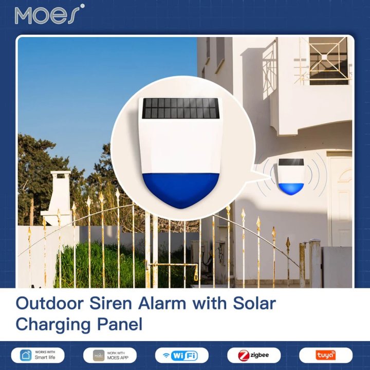 MOES - Sirène extérieure Zigbee solaire connectée