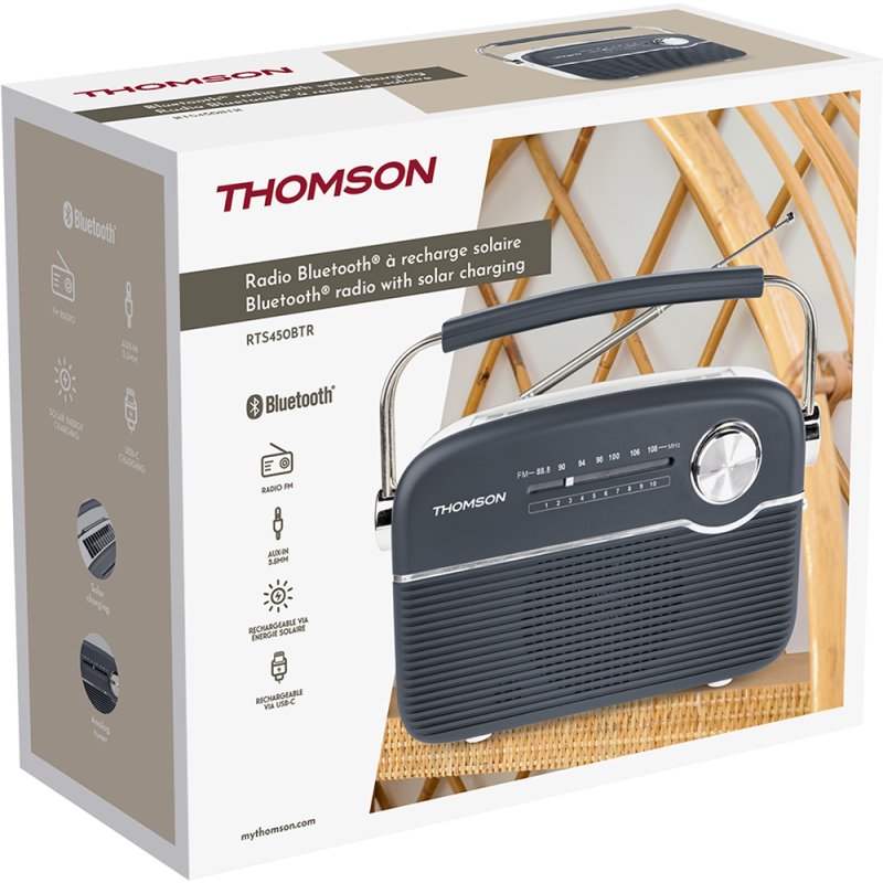 Thomson Radio analogique Bluetooth solaire DAB/DAB+ / FM grise
