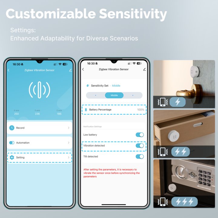 MOES - Capteur de vibration Zigbee connecté