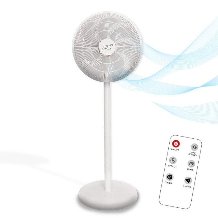 Ventilateur sur pied LTC 55W noir et argent - 3 vitesses oscillant