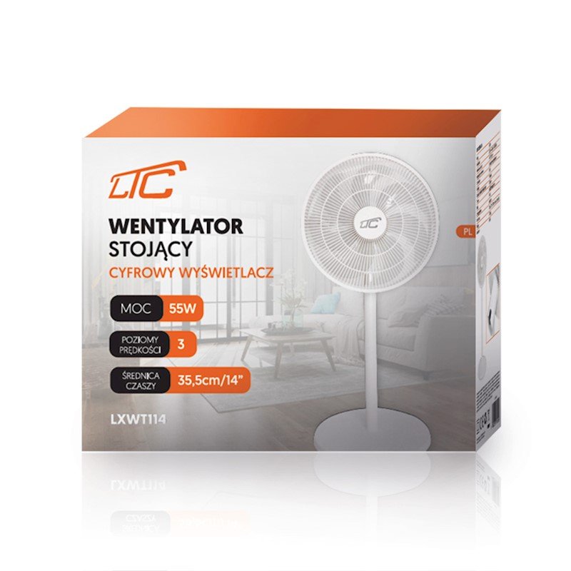 Ventilateur sur pied LTC 55W noir et argent - 3 vitesses oscillant