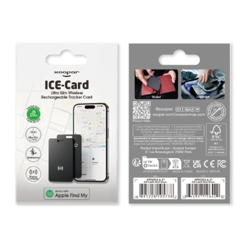 ICE-CARD Xoopar : Carte Tracker Rechargeable par Induction | SmartOne