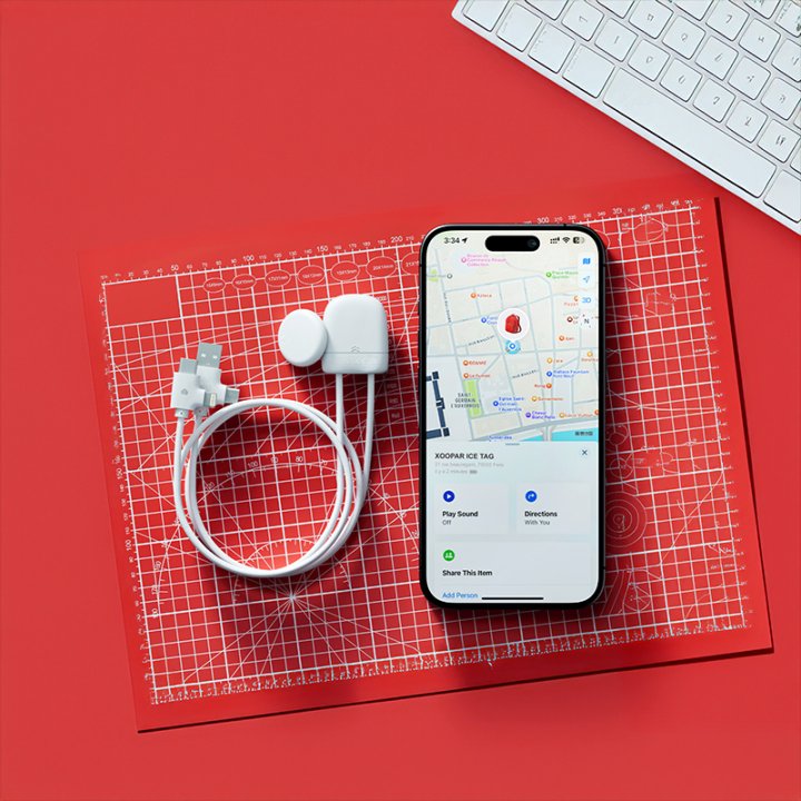 Xoopar ICE TAG – Câble de Charge 60W avec Tracker Apple Localiser